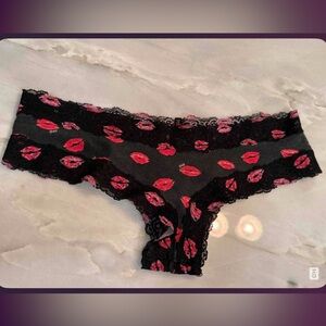 PINK Victoria's Secret Black Lace with Red Accents MEDIUM
